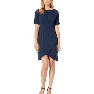 Bobeau Solid Dolman Sleeve Faux Wrap Dress in
Navy NWT